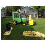John Deere 420 Tractor, snowblower, mower, snow blade
