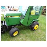 John Deere 420 Tractor, snowblower, mower, snow blade