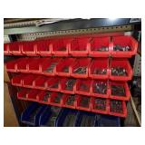 Blue and Orange Containers with hardware and Tool shop shelf