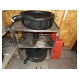 Metal Cart, Oil Change container, 2 boat seat swivels, Gas Can