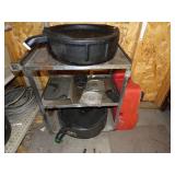Metal Cart, Oil Change container, 2 boat seat swivels, Gas Can