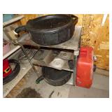 Metal Cart, Oil Change container, 2 boat seat swivels, Gas Can