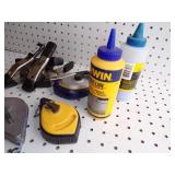 Clamps and Chalk Lines With Chalk