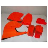 Hunting Gloves and 4 Hats - Orange