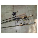 Fishing Poles - 2 Open Face, 2 Closed Faced
