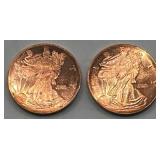 Lot of 2 1oz .999 Investment Grade Copper Rounds