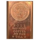 1/2 Pound .999 Investment Grade Copper Bar