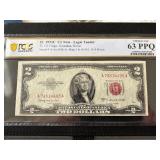 1953 C Red Seal $2 Dollar Note PCGS Choice Uncirculated 63 PPQ