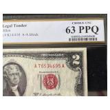 1953 C Red Seal $2 Dollar Note PCGS Choice Uncirculated 63 PPQ