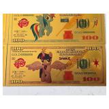 24K Gold My Little Pony $100 Dollar Banknotes