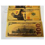 24K Gold Marvel Character $100 Dollar Bills