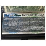 Blue and Green Seal Currency