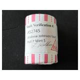 Andrew Johnson Dollar Roll Uncirculated Encapsulated