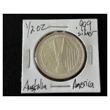 .999 Fine Silver Australia/America Memorial Half Dollar
