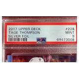 2017 Upper Deck Tage Thompson Silver Foil Young Guns Rookie - PSA 9