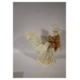 Decorative Ceramic Rooster Statue with Ribbon