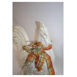 Decorative Ceramic Rooster Statue with Ribbon