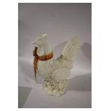 Decorative Ceramic Rooster Statue with Ribbon