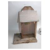 Rustic Wooden Bird Feeder with Hinged Roof