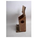 Rustic Wooden Bird Feeder with Hinged Roof