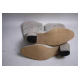 Pair of Beige Western Cowboy Boots with Rhinestone Design