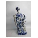 Vintage Blue and White Porcelain Figurine with Horse