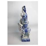 Vintage Blue and White Porcelain Figurine with Horse