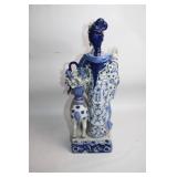 Vintage Blue and White Porcelain Figurine with Horse
