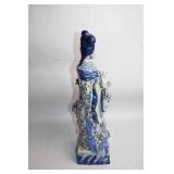 Vintage Blue and White Porcelain Figurine with Horse