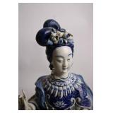 Vintage Blue and White Porcelain Figurine with Horse