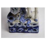 Vintage Blue and White Porcelain Figurine with Horse