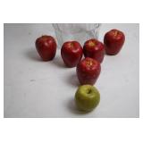 Glass Basket with Wooden Handle and 6 Decorative Apples