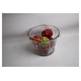 Glass Basket with Wooden Handle and 6 Decorative Apples