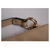 Noble Exchange Beige Leather Handbag with Gold Accents