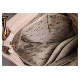 Noble Exchange Beige Leather Handbag with Gold Accents