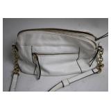 White Leather Shoulder Bag with Chain Straps