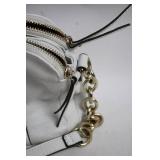 White Leather Shoulder Bag with Chain Straps