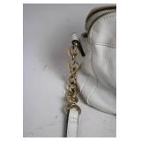 White Leather Shoulder Bag with Chain Straps