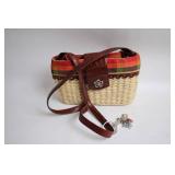 Brighton Woven Handbag with Leather Straps and Decorative Charms
