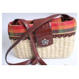 Brighton Woven Handbag with Leather Straps and Decorative Charms