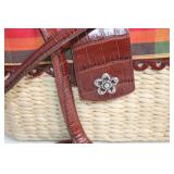 Brighton Woven Handbag with Leather Straps and Decorative Charms