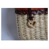 Brighton Woven Handbag with Leather Straps and Decorative Charms