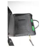 Compact Black Leather Briefcase with Shoulder Strap