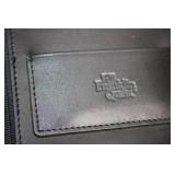 Compact Black Leather Briefcase with Shoulder Strap