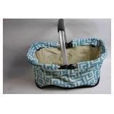 Collapsible Blue Patterned Fabric Market Basket