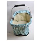 Collapsible Blue Patterned Fabric Market Basket
