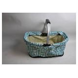 Collapsible Blue Patterned Fabric Market Basket
