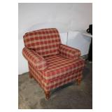 Plaid Pattern Upholstered Armchair