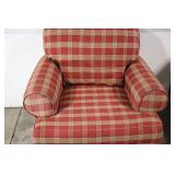 Plaid Pattern Upholstered Armchair
