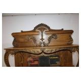 Antique Wooden Sideboard with Carved Details and Mirror